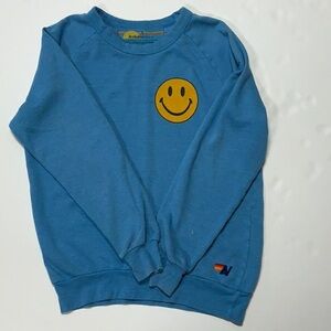 Aviator Nation Blue Sweatshirt with Yellow Smiley